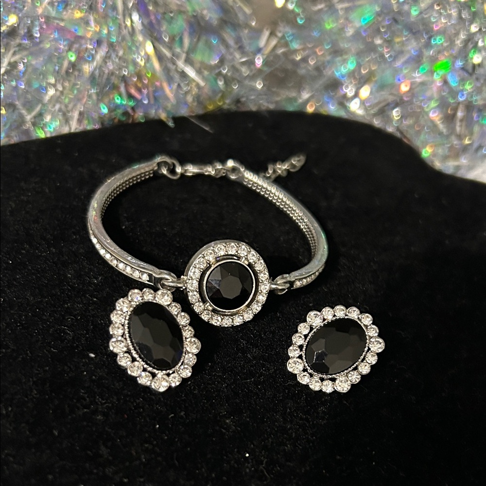 Elegant Black and Silver Jewelry Set
